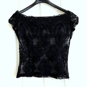 ADAM LIPPES Off-the-shoulder Bl. Lace Blouse, S- M